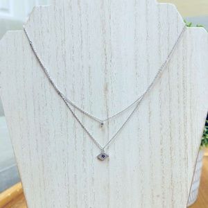 Silver Layered Evil Eye Necklace